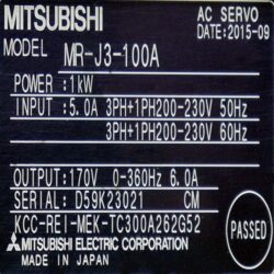 Servo MR J3 100A Mitsubishi